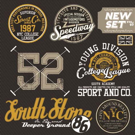 vintage t shirt labels creative vector material 02 vector label free download