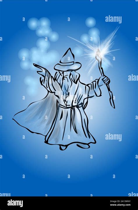 Cartoon Wizard Waving Magic Wand Hi Res Stock Photography And Images