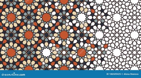 Moroccan Mosaic Wallpaper Repeating Vector Border Pattern Background