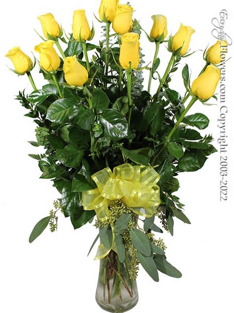 Dozen Long Stem Yellow Roses Same Day Delivery