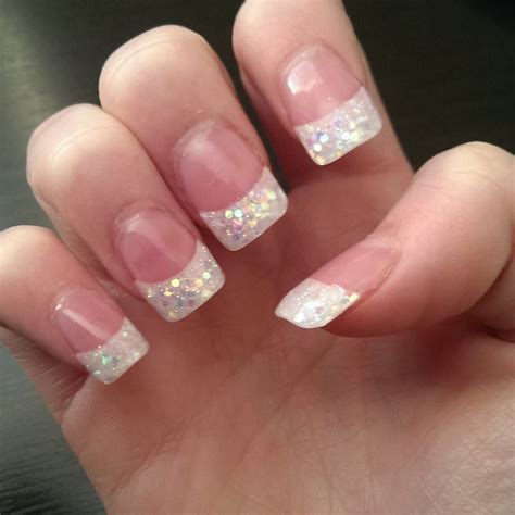 White Nails With Glitter Tips