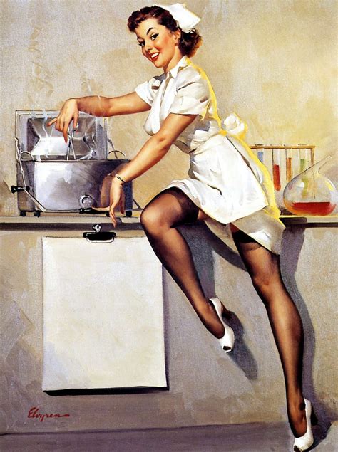 Nurse Pin Up Girl Gil Elvgren Print Art Print In X In Etsy