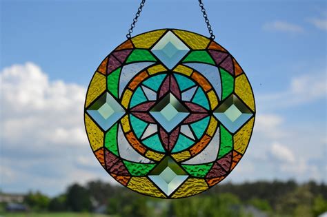 Stained Glass Mandala Suncatcher Fantasy Art Window Hanging Etsy