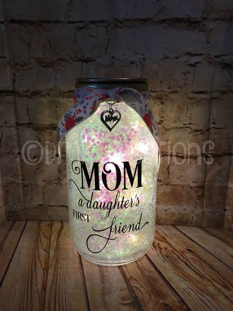 Mom Glitter Mason Jar Light Glitter Mason Jar Mom Light Etsy Easy
