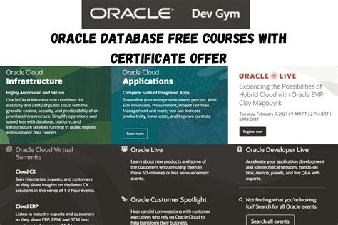 Take free and affordable online courses and online university courses from moocs and ocws. Oracle Database Free Courses with Certificate offer ...