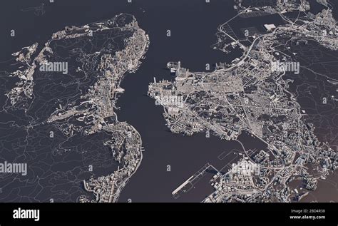 Hong Kong City Map 3d Rendering Aerial Satellite View Stock Photo Alamy
