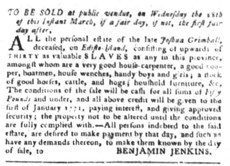 Slavery Advertisements Published March 6 1770 The Adverts 250 Project
