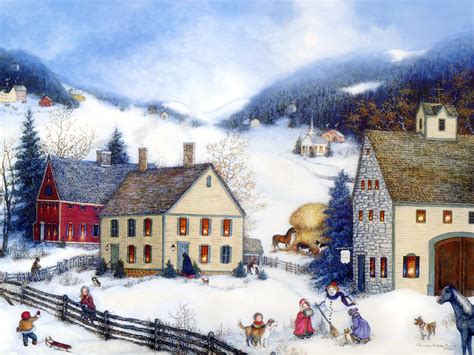 Free Download Folk Art Painting Americana Villages And Country Life