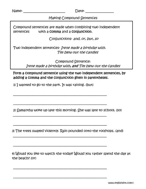 Compound And Simple Sentences Worksheet