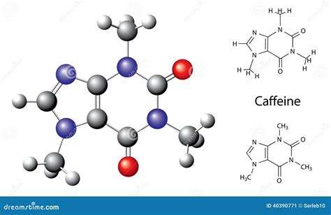 Formule Chimique Et Modèle Structurels De Molécule De Caféine Vecteur Illustration De Vecteur