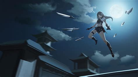 Anime Girl Attack Swords Small Weapons Anime Girl Anime Artist