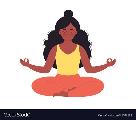 Black Woman Meditating In Lotus Pose Healthy Vector Image
