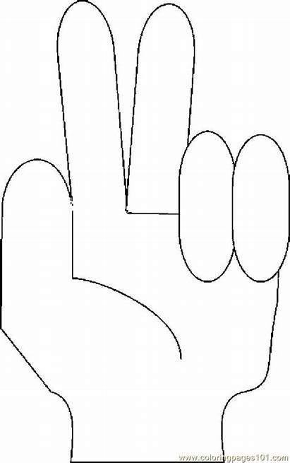 Fingers Sign Coloring Pages Finger Template Hands