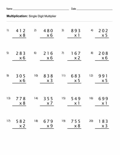 4th Grade Multiplication Worksheets | Multiplication ...