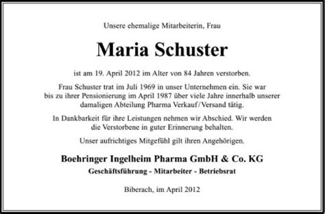 Traueranzeigen Von Maria Schuster Schwaebische De Trauerportal