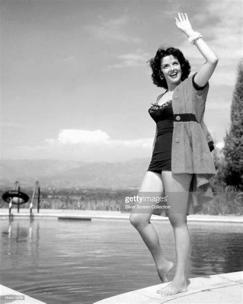 American Actress Jane Russell By A Swimming Pool Circa 1955