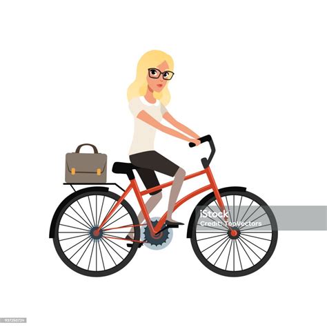 Junge Blonde Mädchen Reiten Fahrrad Im Aktenkoffer Zu Arbeiten
