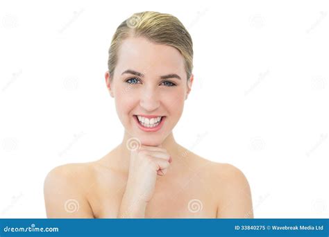 Cheerful Cute Blonde Posing Stock Image Image Of Front Shot 33840275