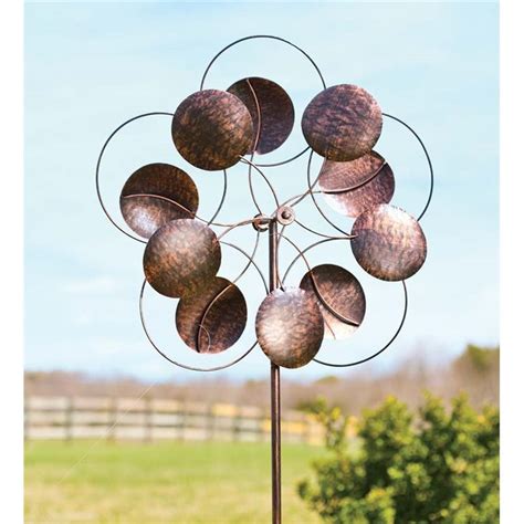 Oversized Bronze Circles Metal Wind Spinner Wind Spinners