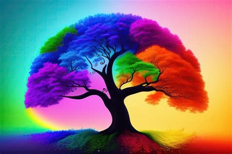 Premium Ai Image Colorful Rainbow Tree
