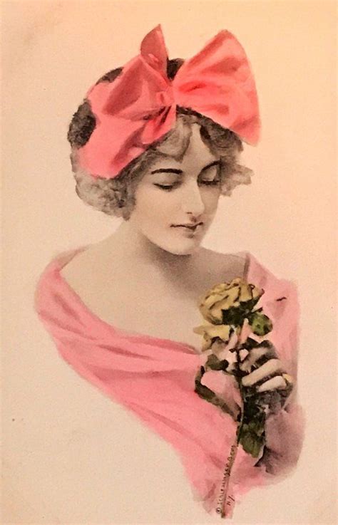 Antique 1900s Portrait Postcard Lovely Lady Wearing Pink Etsy Wear Pink Postcard Women Wear