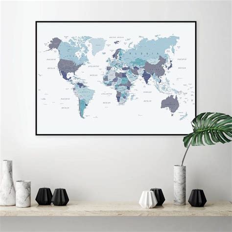 Printable Map Art Downloadable Map Of World Map World Map Etsy World Map Wall Art Wall Maps