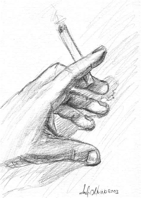 Hand With Cigarette Pencil On Paper X Cm Flickr