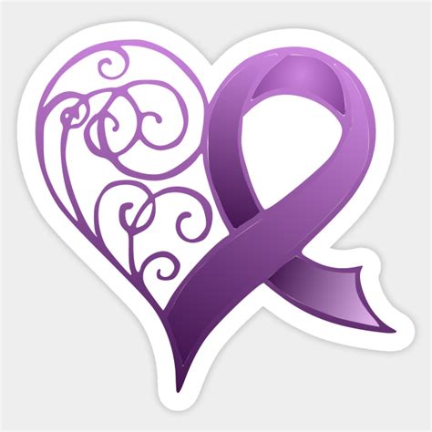 Purple Ribbon With Heart Purple Ribbon Sticker Teepublic