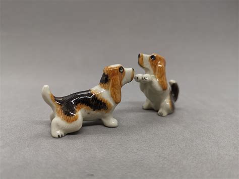 Basset Hound Ceramic Figurine Handmade Dog Miniature Etsy