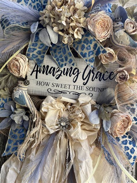 Amazing Grace Wreath Rag Bow Wreath Everyday Wreath Wedding Etsy