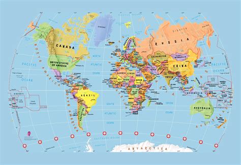 Blue Childrens World Map Wallpaper
