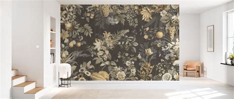 Scarlet Floral Sepia Affordable Wall Mural Photowall
