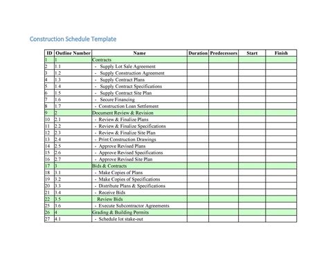 Residential Construction Schedule Template Excel Database Letter