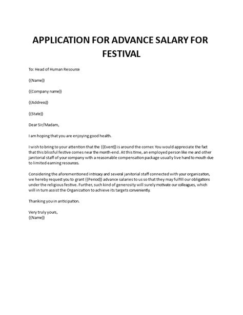 Advance Salary Deposit Request Letters Word Amp Excel Templates Gambaran