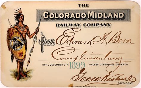 The Colorado Midland Railway Co Pass 1899 151445