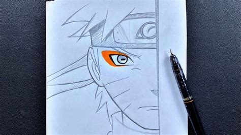 Anime Sketch How To Draw Naruto Half Face Step By Step Youtube
