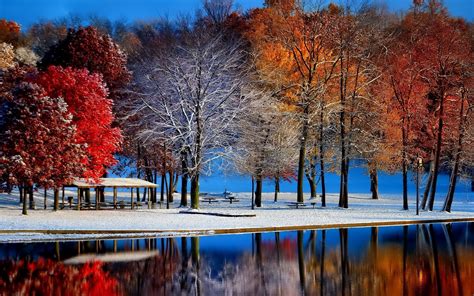 Wallpaper Download 3000x1875 First Snow In The Park Autumn And Winter