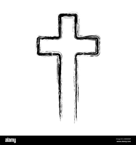 Hand Drawn Christian Cross Drawing Religion Cross Icon Vector