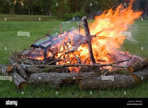 Large Burning Bonfire Outdoors Stock Photo Alamy