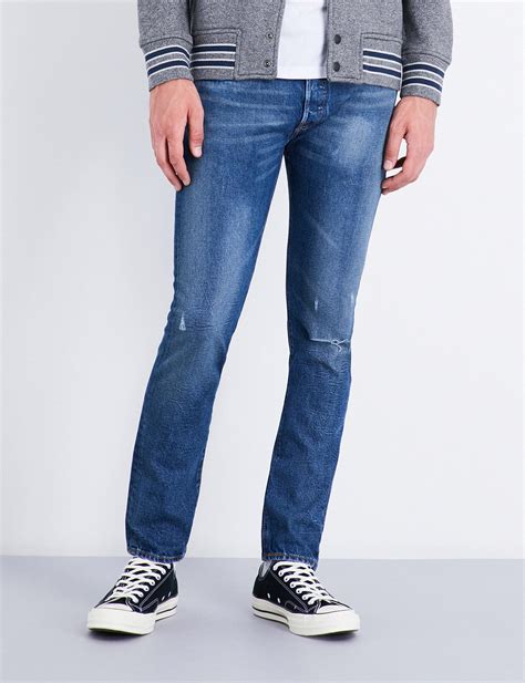 Levis Denim 501 Slim Fit Tapered Jeans In Blue For Men Lyst