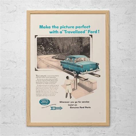 Vintage Ford Ad Retro Car Ad Ford Classic Car Ad Mid Century Poster