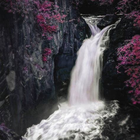 Beautiful Pink Fantasy Waterfall River Waterfall Beautiful Pink
