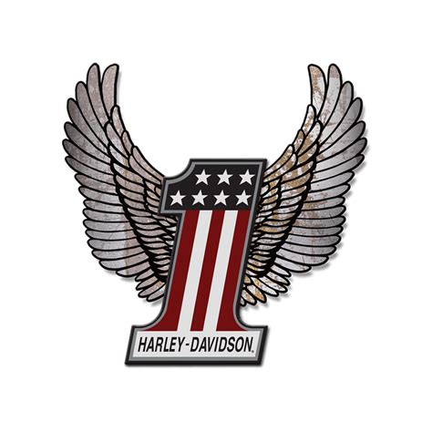 Metal Harley Davidson 1 Logo With Wings Old Wood Signs