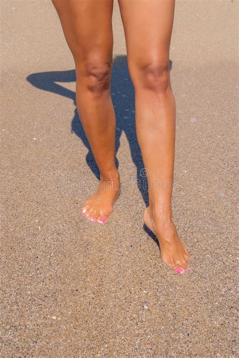 Tanned Female Feet On The Beach Stock Photo Image Of Beautiful