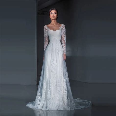 Rincondelasbellezas Long Sleeve Lace Wedding Dress