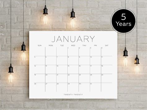 Let's begin with the dates: 2020 Printable Calendar 2020 2021 2022 2023 2024 Large | Etsy in 2020 | Large wall calendar ...