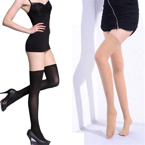 1 pair fashion new women girl black white skinny stockings over knee thigh high sexy stocking 3