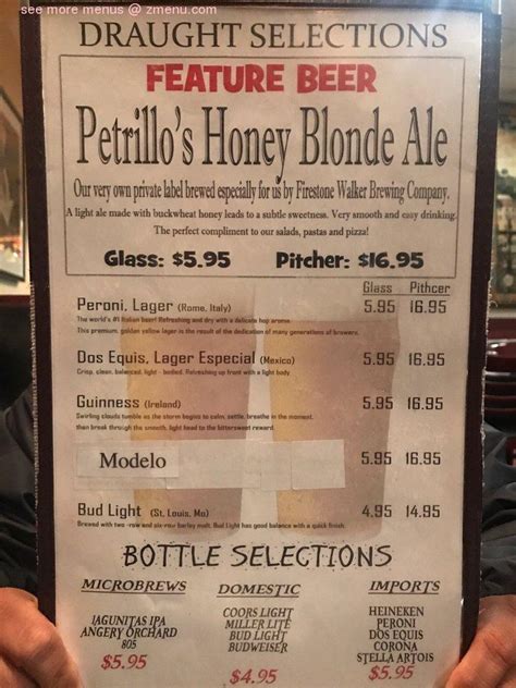 It is an italian american restaurant, not an italian restaurant. Online Menu of Petrillos Pizza Restaurant Restaurant, San ...