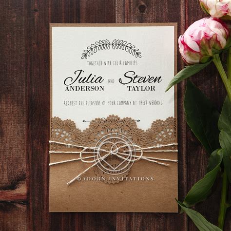 Watch for the prompts that help you set up event management tools and rsvp tracking, too. Country Wedding, Rustic, Twine and Craft Paper, Laser Cut