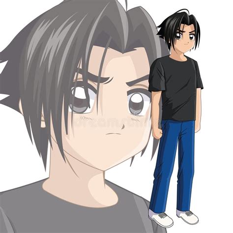Boy Anime Male Manga Cartoon Icon Vector Graphic Stock